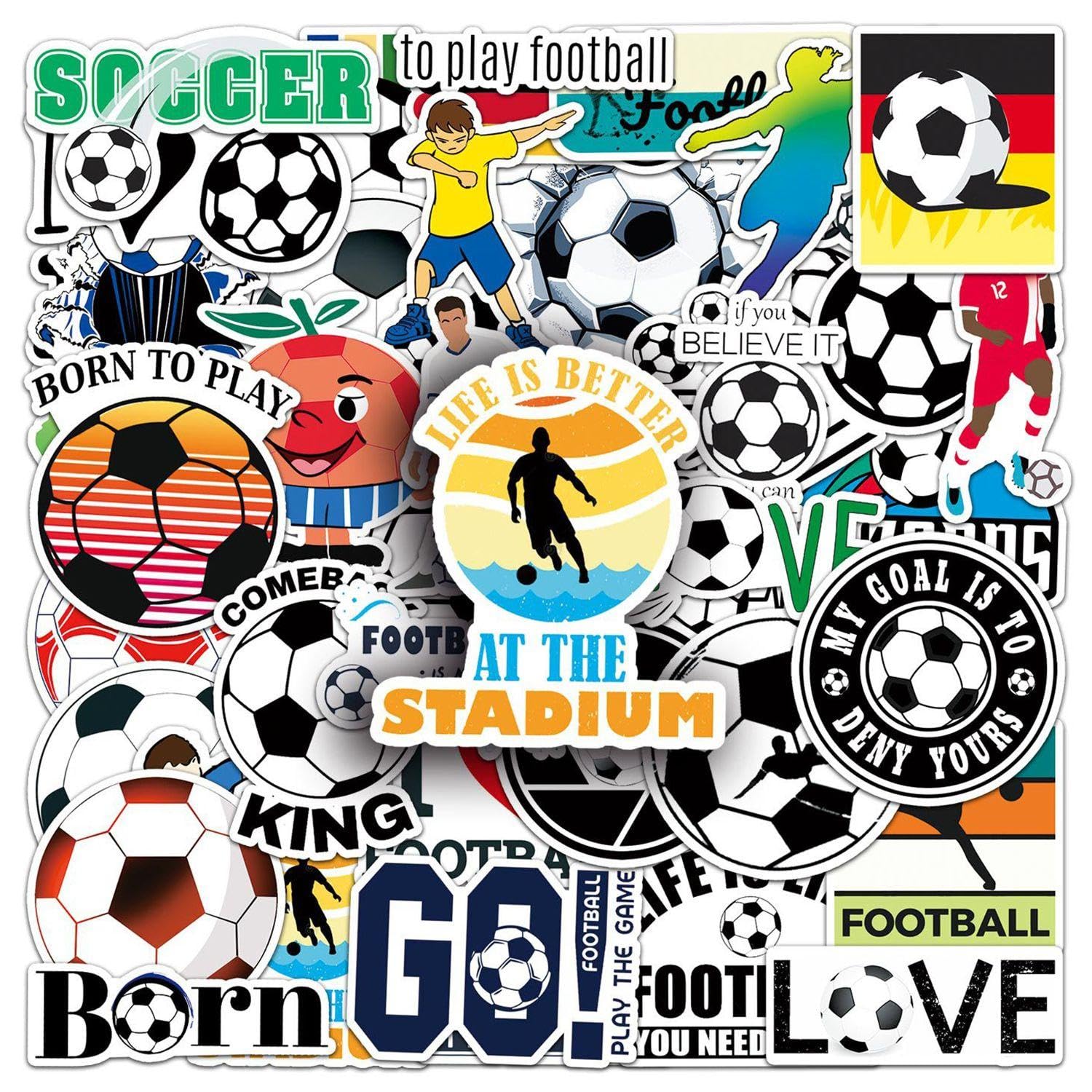 Ffdhwu Color 100 Football-Themed Graffiti Stickers, Creative Stickers, Fashionable Stickers, Can Be Used To Decorate Skateboards, Mobile Phone Cases, And Luggage