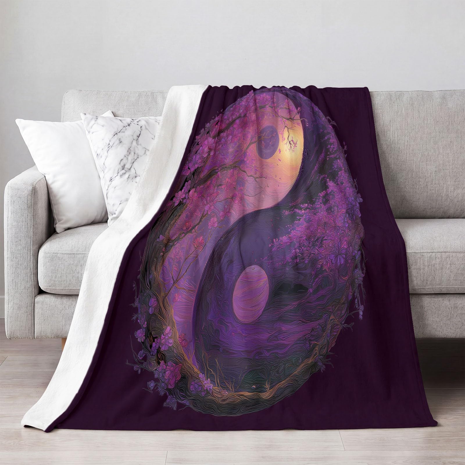 Generisch Koc do przytulania Zen Totem do pokoju medytacyjnego, flanelowy
