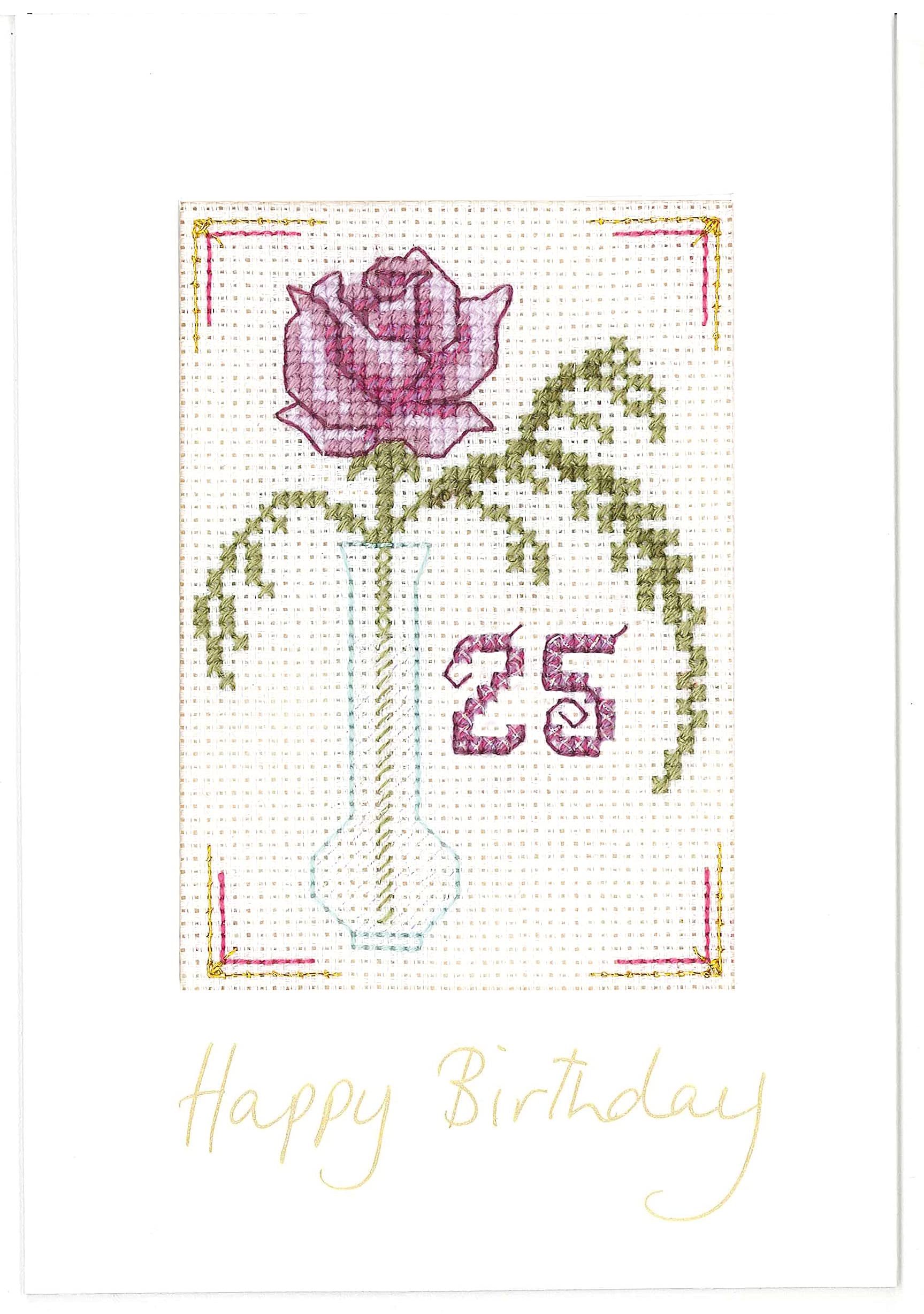 Lifetime Samplers & Decorative Textiles Plum Birthday Card for Any Age - Complete Cross Stitch kit with All Numbers & a Clear Colour Chart