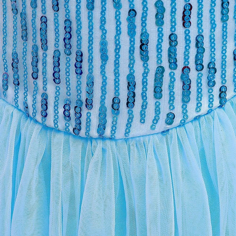 Lito Angels Vestito da Principessa con Strascico di Fiocchi Neve, Costume Regno di Ghiaccio per Bambina, Taglia 2-10 Anni Stile B, Blu