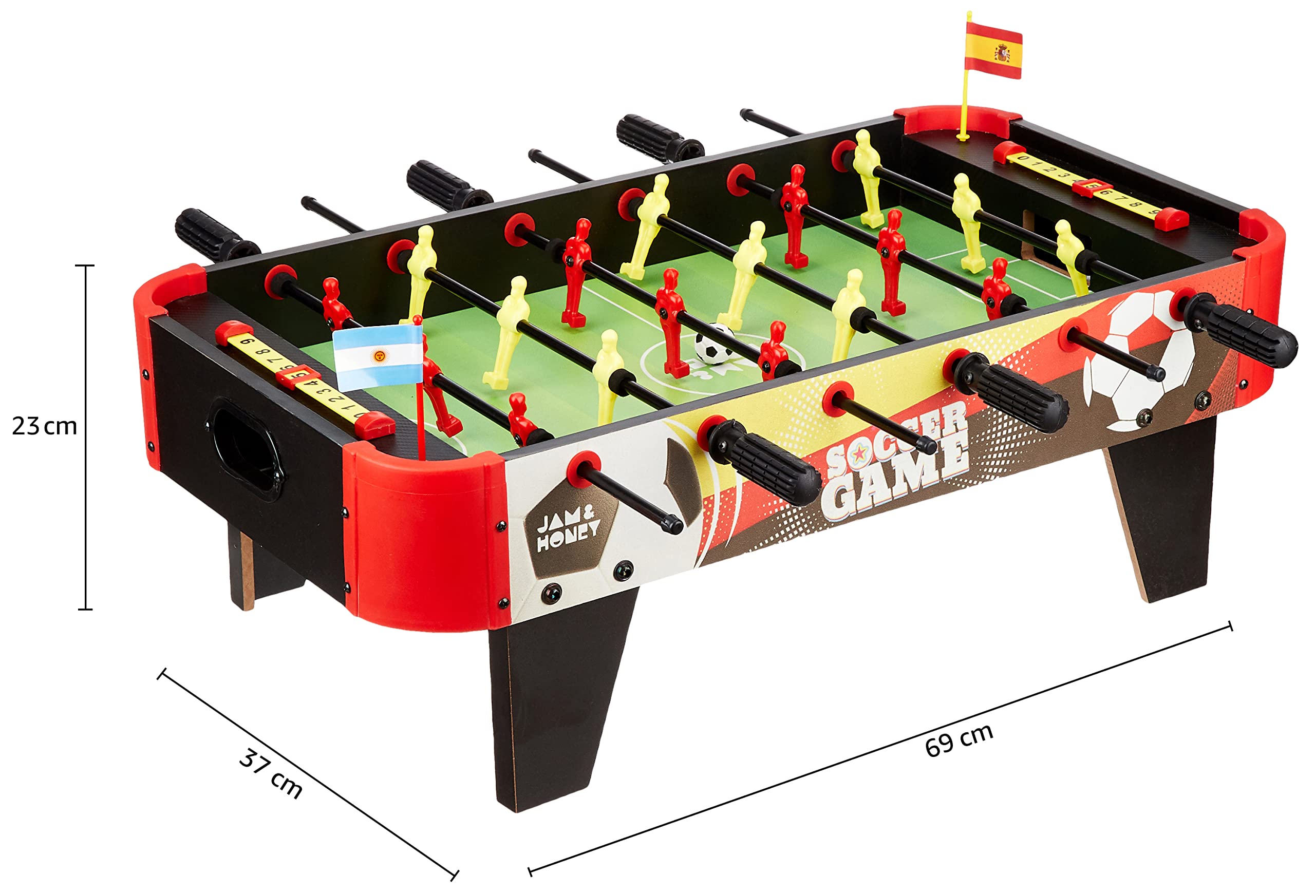 Amazon Brand - Jam & Honey Foosball (Big) | Table Soccer Game for Adults/Kids - Indoor Sport Multicolor, 4, 69L x 37W x 23H CM - Image 3 thumbnail