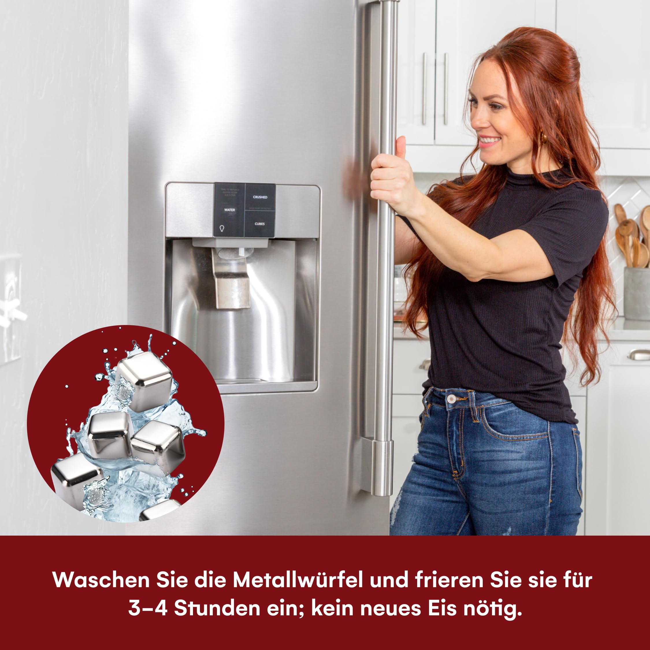 Kitchtic 16 Edelstahl Eiswürfel - Wiederverwendbare Eiswürfel - Rostbeständiger Metallstein zum Kühlen von Wein, Whiskey, und Mehr ohne zu Verdünnen - 2,6x2,6x2,6 cm, Silber - 16 Stück