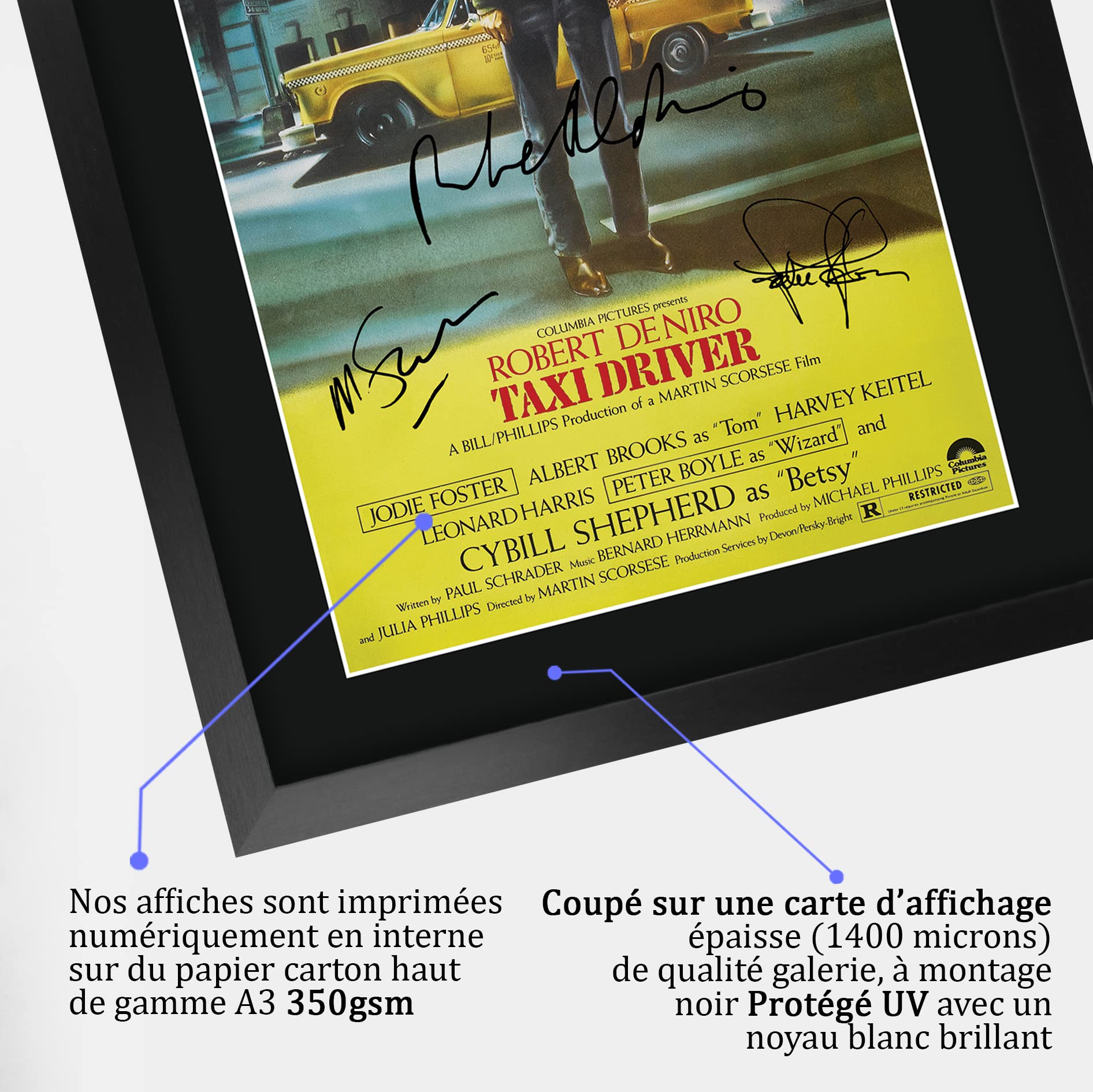 HWC Trading Taxi Driver Robert De Niro Jodie Foster Autograph Photo A3 Framed