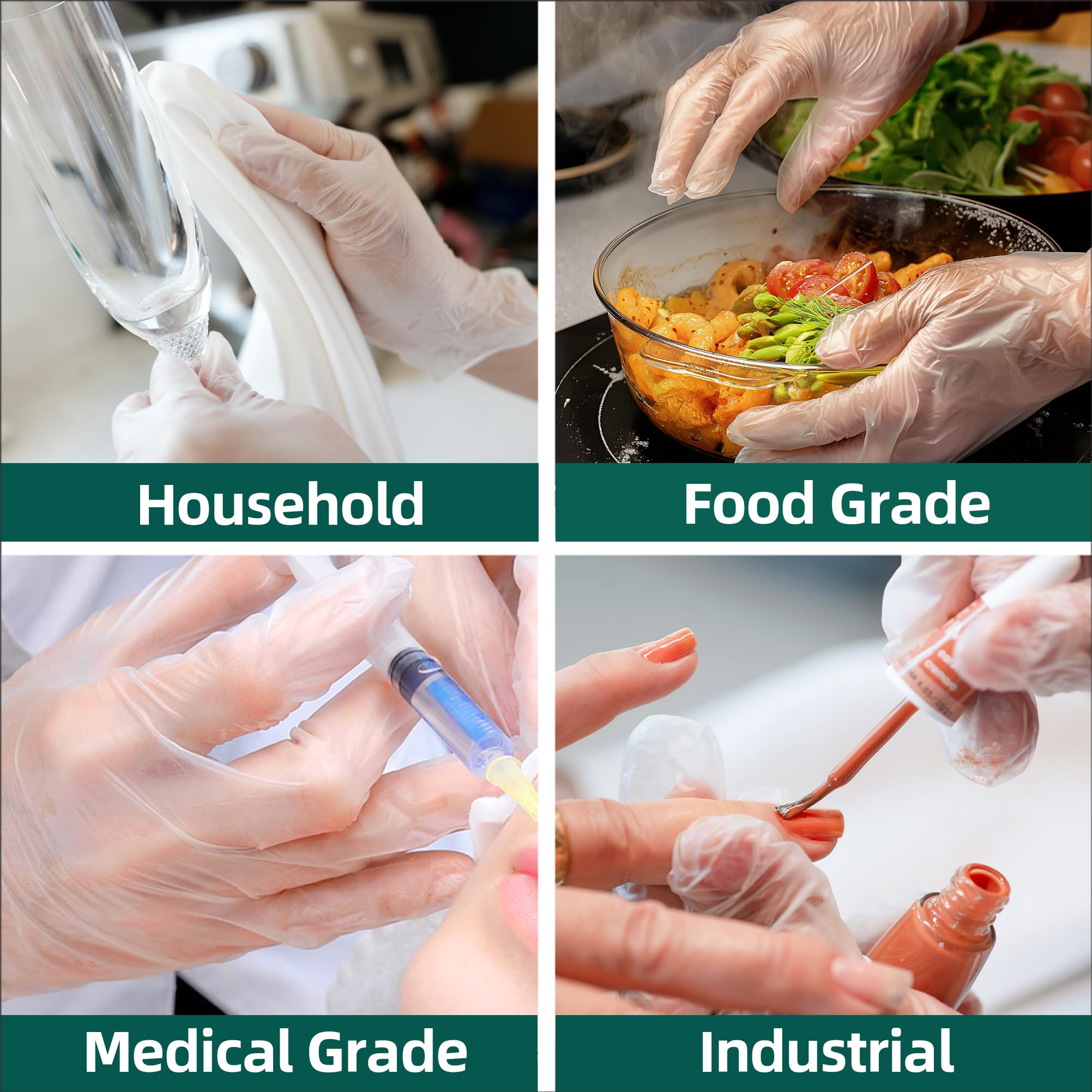 Supmedic Lot de 1 000 gants d'examen jetables en vinyle transparent, sans poudre et sans latex, de qualité alimentaire, 1 000 pièces (XL)