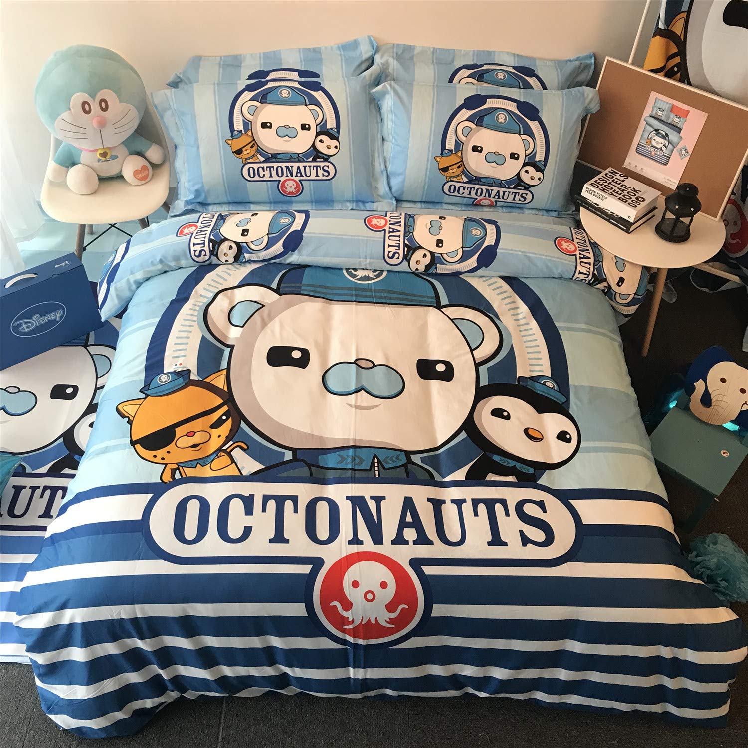 Cenarious Anime Octonauts Blue Stripes Cartoon Style Duvet Cover