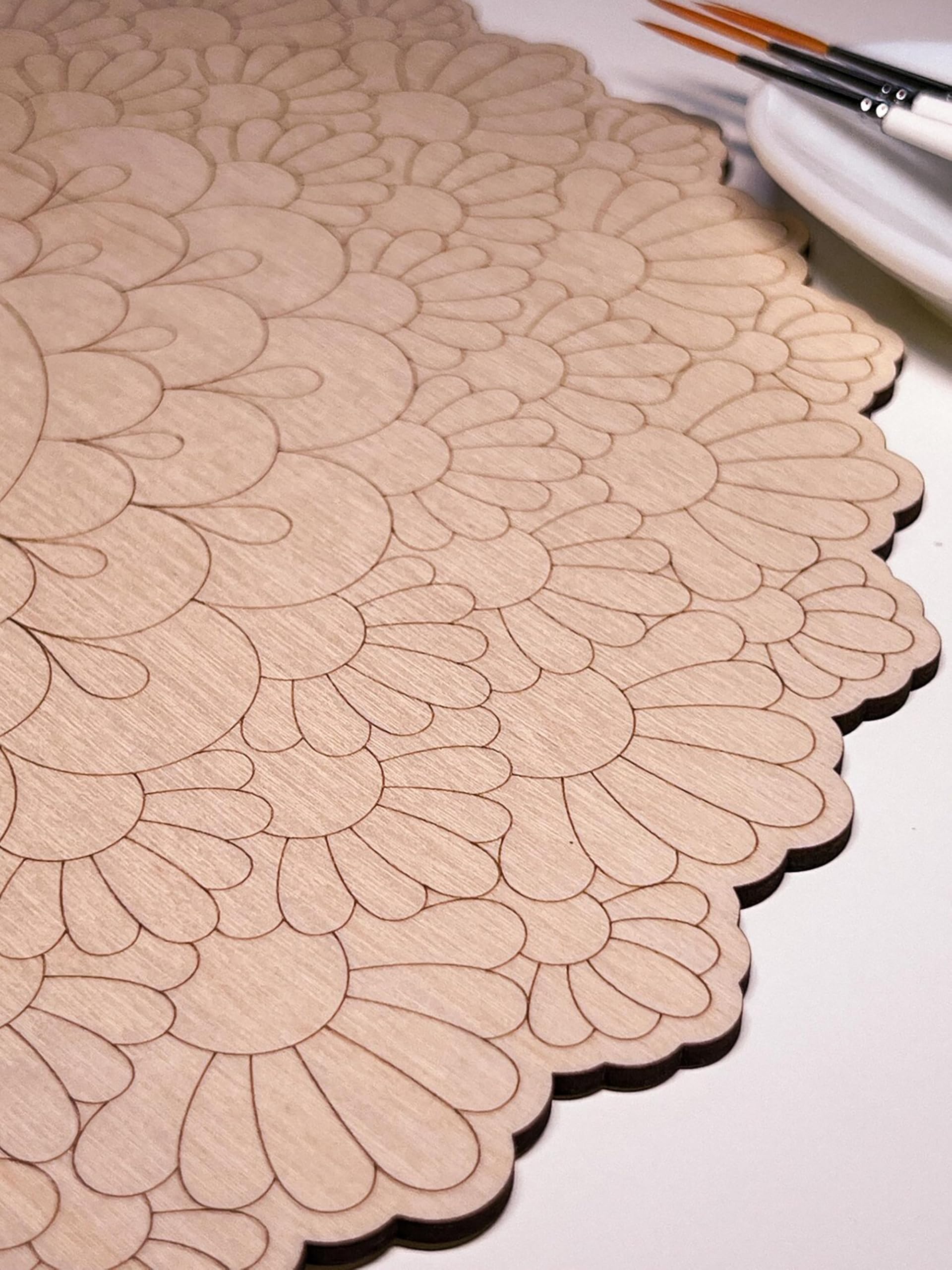 American Elm Pre-marked Wooden Mandala for Coloring DIY Art Therapy Home Wall Art Painting & Craft Board 30cm MDF Adult Coloring Activity 3