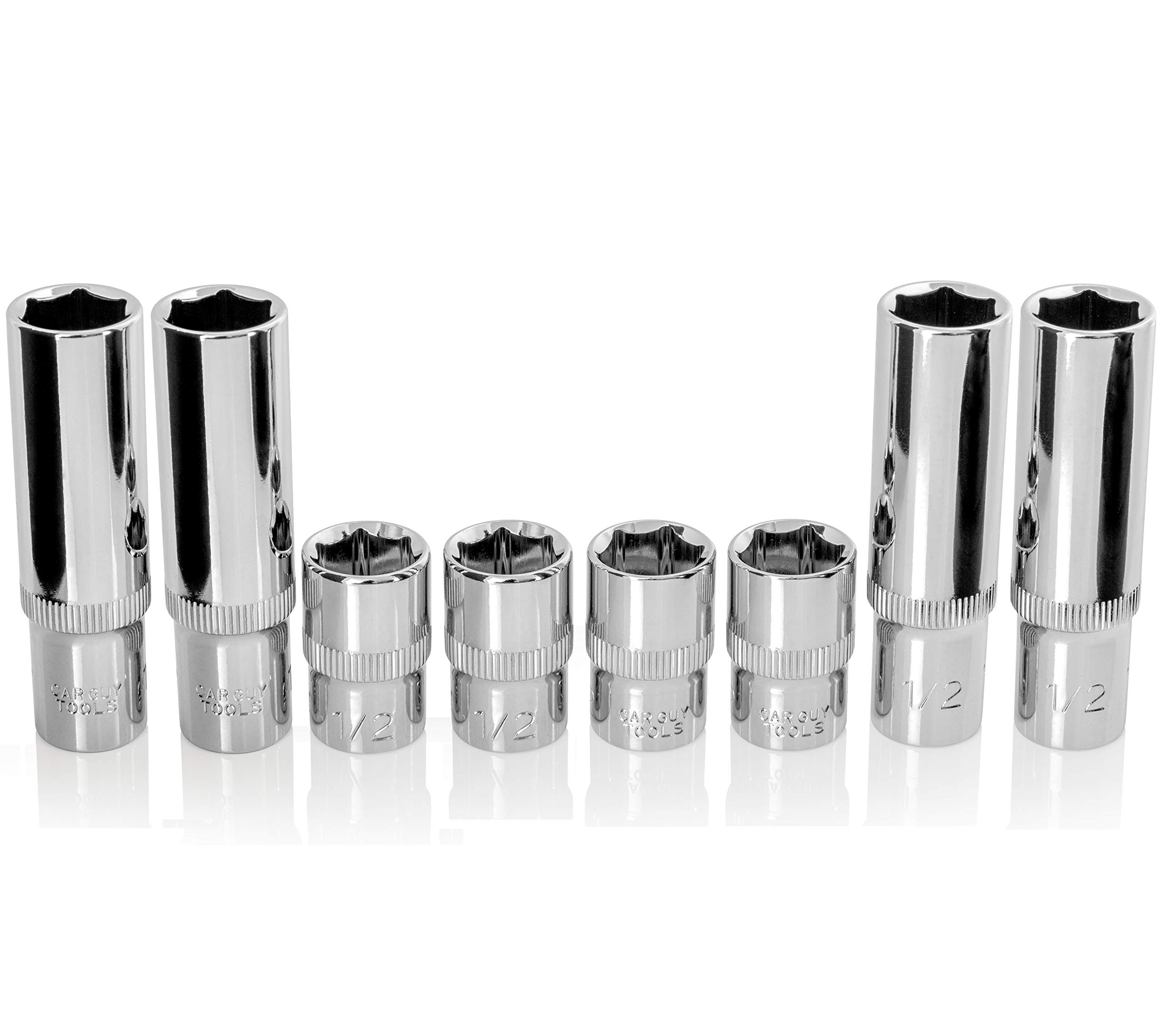 BRAZEN 1/2" Socket Eight Pack (3/8" Drive, Multi-Type)