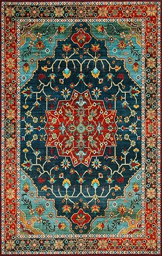 Miniatura 7 de WILLSUN Alfombras de área lavables, de 5 x 7, antideslizantes, bohemias, de gran área, para sala de estar, dormitorio, lavable a máquina, alfombra