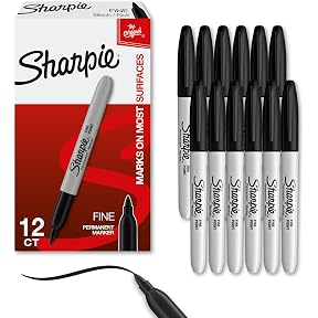Sharpie Permanent Markers, Bulk Set, Fine Tip Markers, For Plastic, Metal, Wood, And More, Black, 36 Count