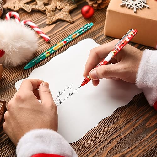 Miniatura 6 de 25 bolígrafos retráctiles de Navidad, árbol de Navidad, muñeco de nieve, serie Santa Claus para decoración del hogar, regalo de fiesta