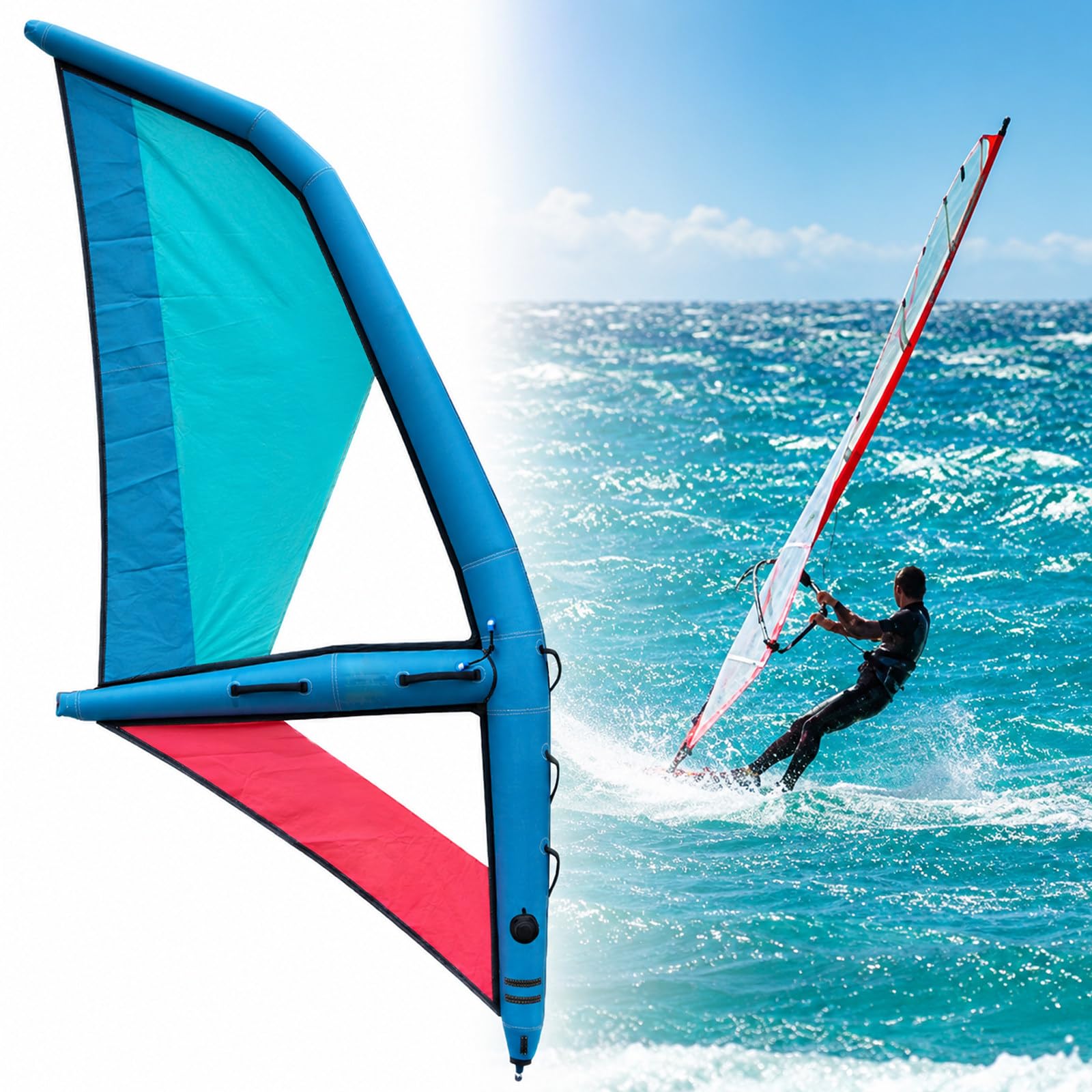 Aufblasbares Surfwing-Windsurfsegel,360° Drehbare Basis Für Verbesserte Manövrierfähigkeit,Inklusive Rucksack,Tragbarer Kitesurf-Drachen Für Strand- Und Wassersport-Enthusiasten 3.2㎡(34.44ft²)