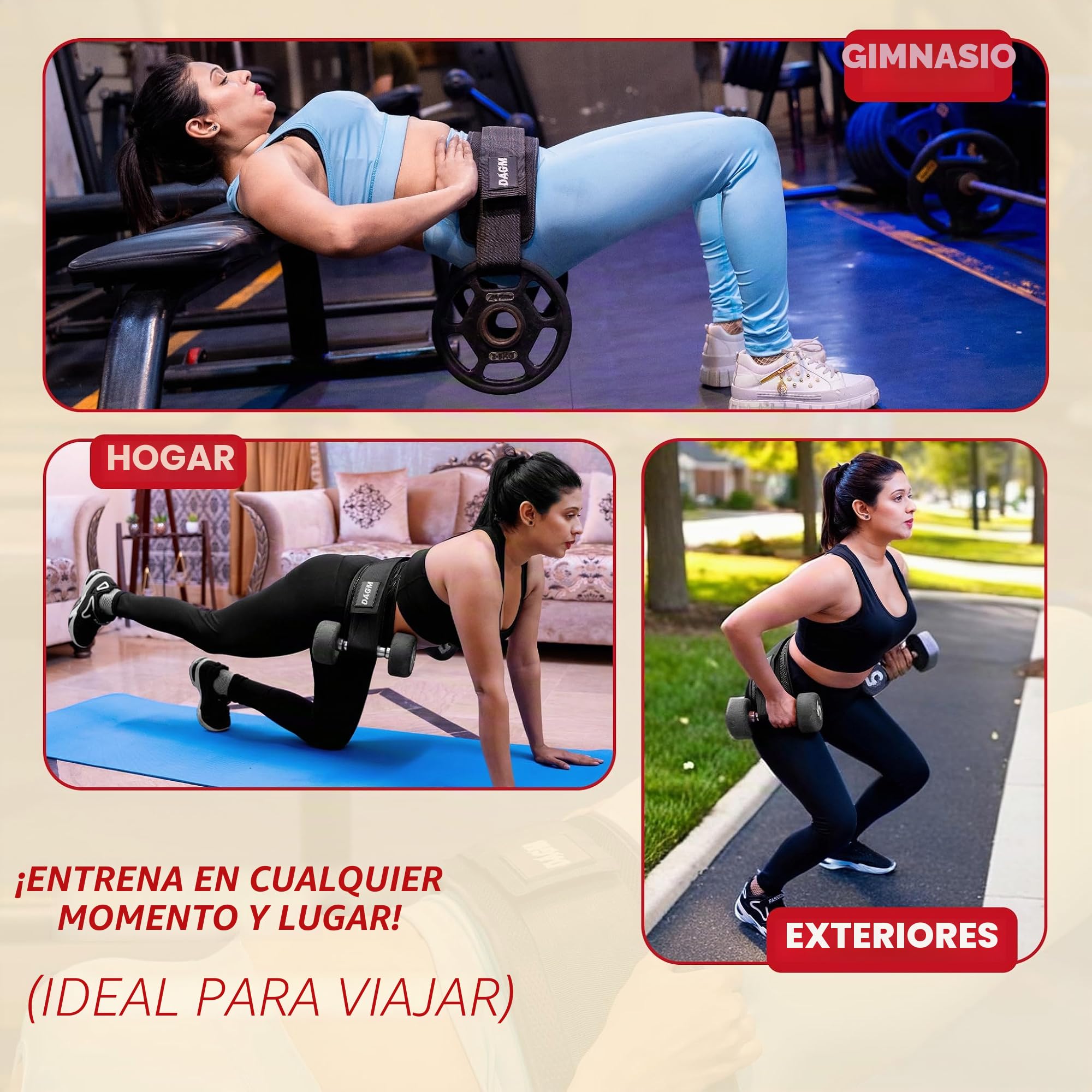 DAGM Cinturón de empuje de cadera, entrenamiento seguro de glúteos con acolchado extra antideslizante que protege tus caderas, ideal para el gimnasio y los entrenamientos