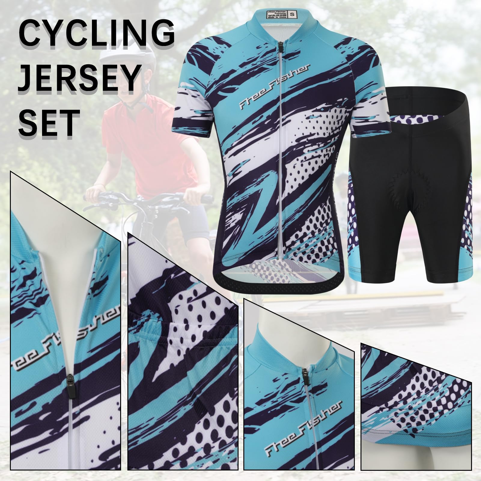 Traje de Ciclismo Niños Niñas Maillot Ciclismo de Secado Rápido Conjunto Camiseta de Bicicleta de Manga Corta Pantalones Cortos