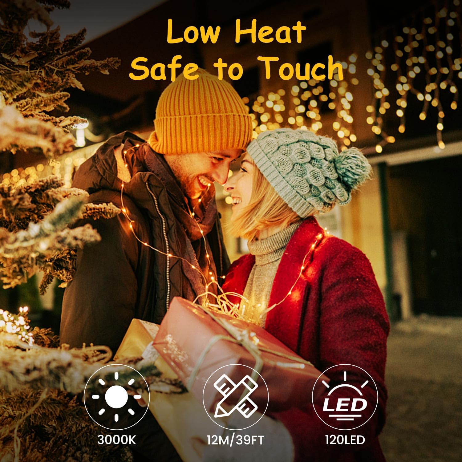 Luces LED Pilas, 2x12M 120 Guirnalda Luces Interior IP65 Impermeable, 8 Modos Brillo Ajustable Luces Exterior con Control Remoto para Habitacion,Bodasm,Fiesta,Navidad,Jardín,Balcón