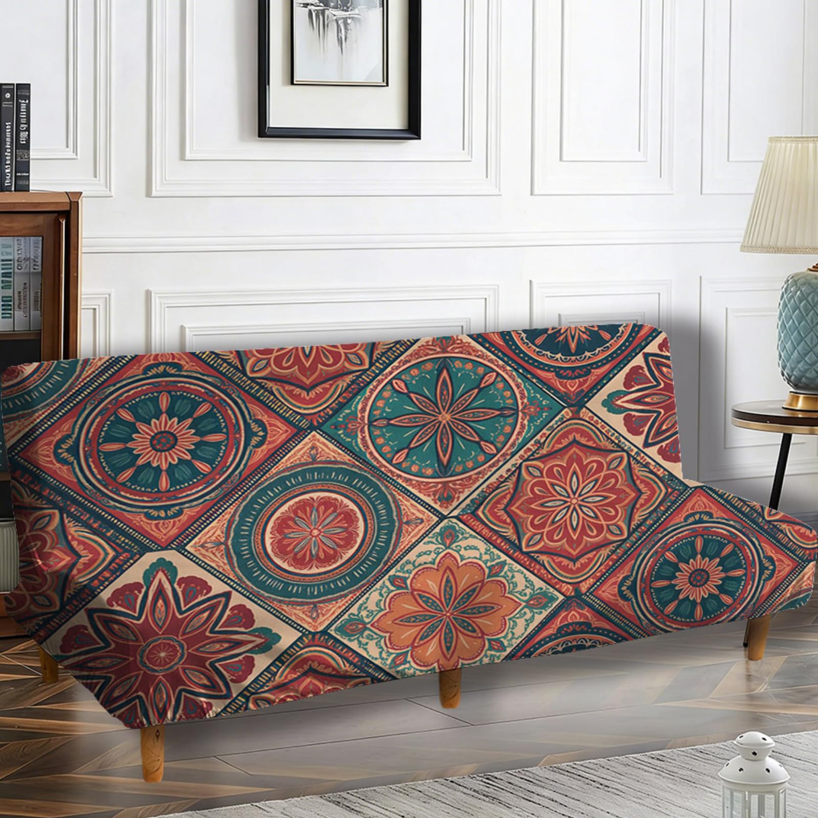 boiszeda Armless Sofa Bed Cover, Spandex Stretch Futon Slipcover(160-190cm)