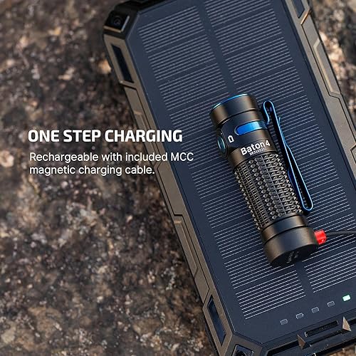Miniatura 8 de OLIGHT Baton4 Linterna EDC recargable, linterna LED de bolsillo de 1300 lúmenes con cable de carga magnético, pequeña y potente linterna brillante