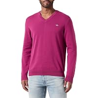 Gant Classic Cotton V-Neck Maglione Pullover Rosa Rosso, XL Uomo
