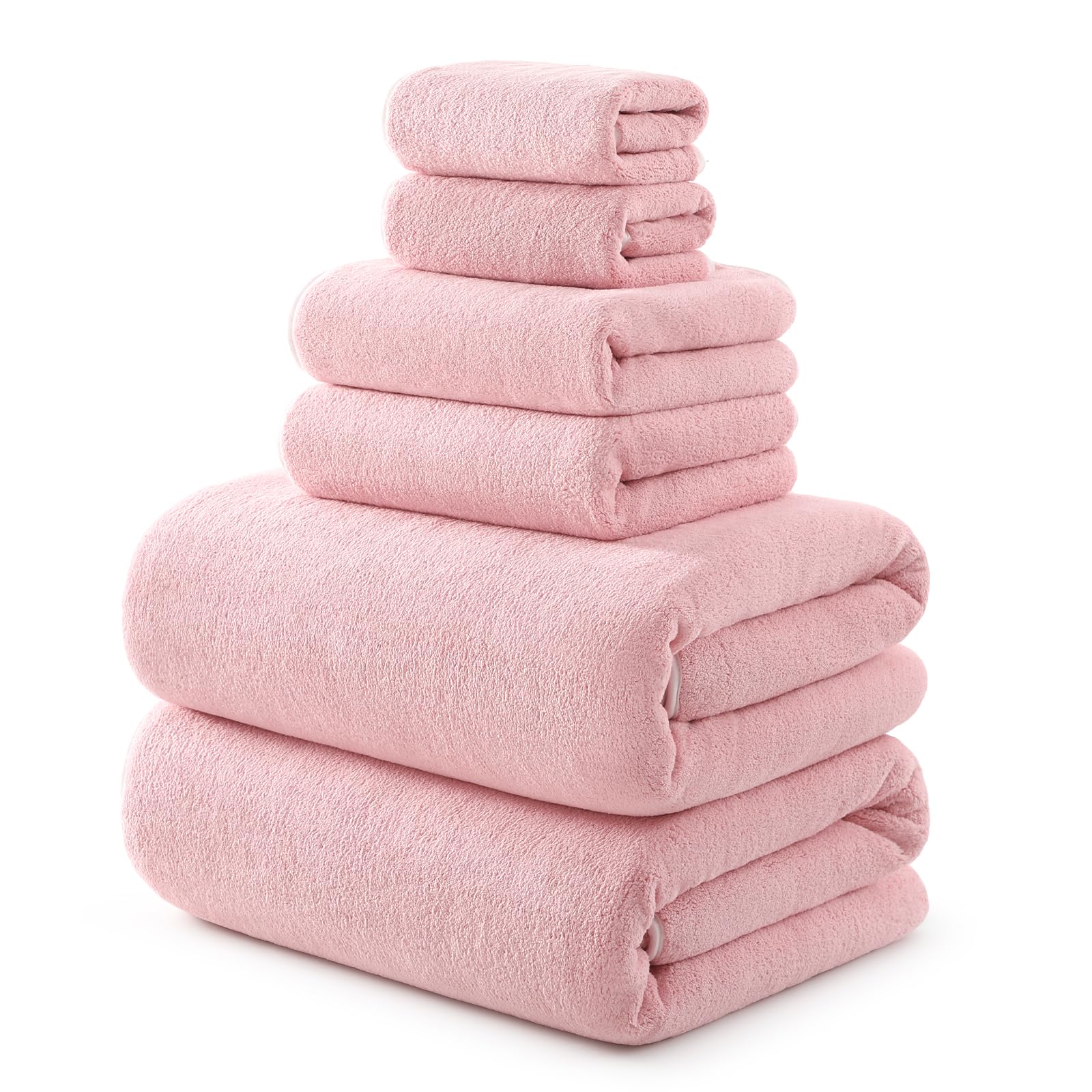 REDKISS 6 Piece Towel Set - Oversized Bath Sheets (70 x35 in), 670GSM Ultra Soft & Highly Absorbent, Quick Dry Pink Bath Towel Sets for Bathroom, Spa, Hotel, Gym