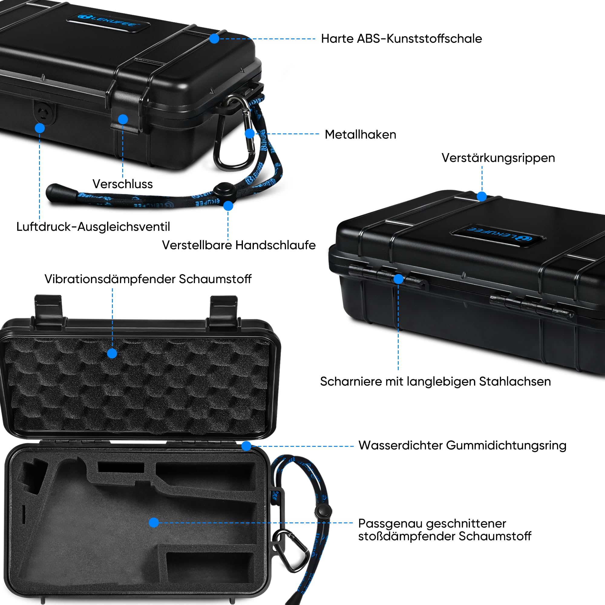 LEKUFEE Reise-Wasserdichter Aufbewahrungskoffer für DJI Osmo Mobile 8P Gimbal-Stabilisator und weiteres Zubehör (nur Tasche)