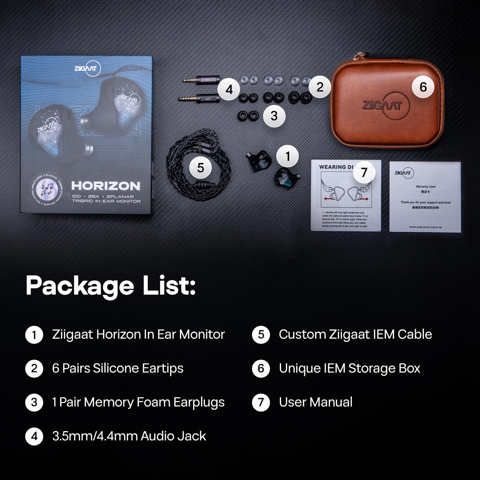 Linsoul ZiiGaat Horizon In Ear Monitor,Auriculares con Cable HiFi 1DD+2BA+2Planar,IEM de Estudio,Sintonización Natural Equilibrada con Extensión de Agudos Suave como Mantequilla para Músicos Audiófilo
