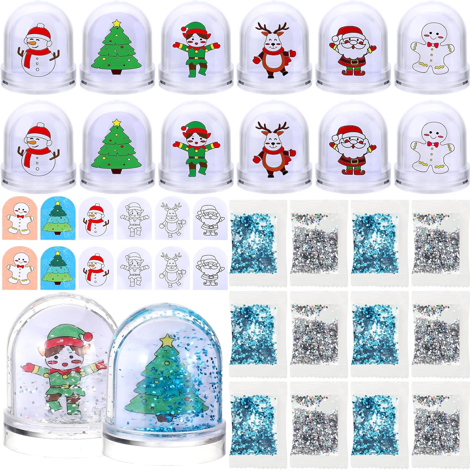 Syhood 12 Pcs Design Your Own Snow Globes Christmas Water Globe Christmas Snow