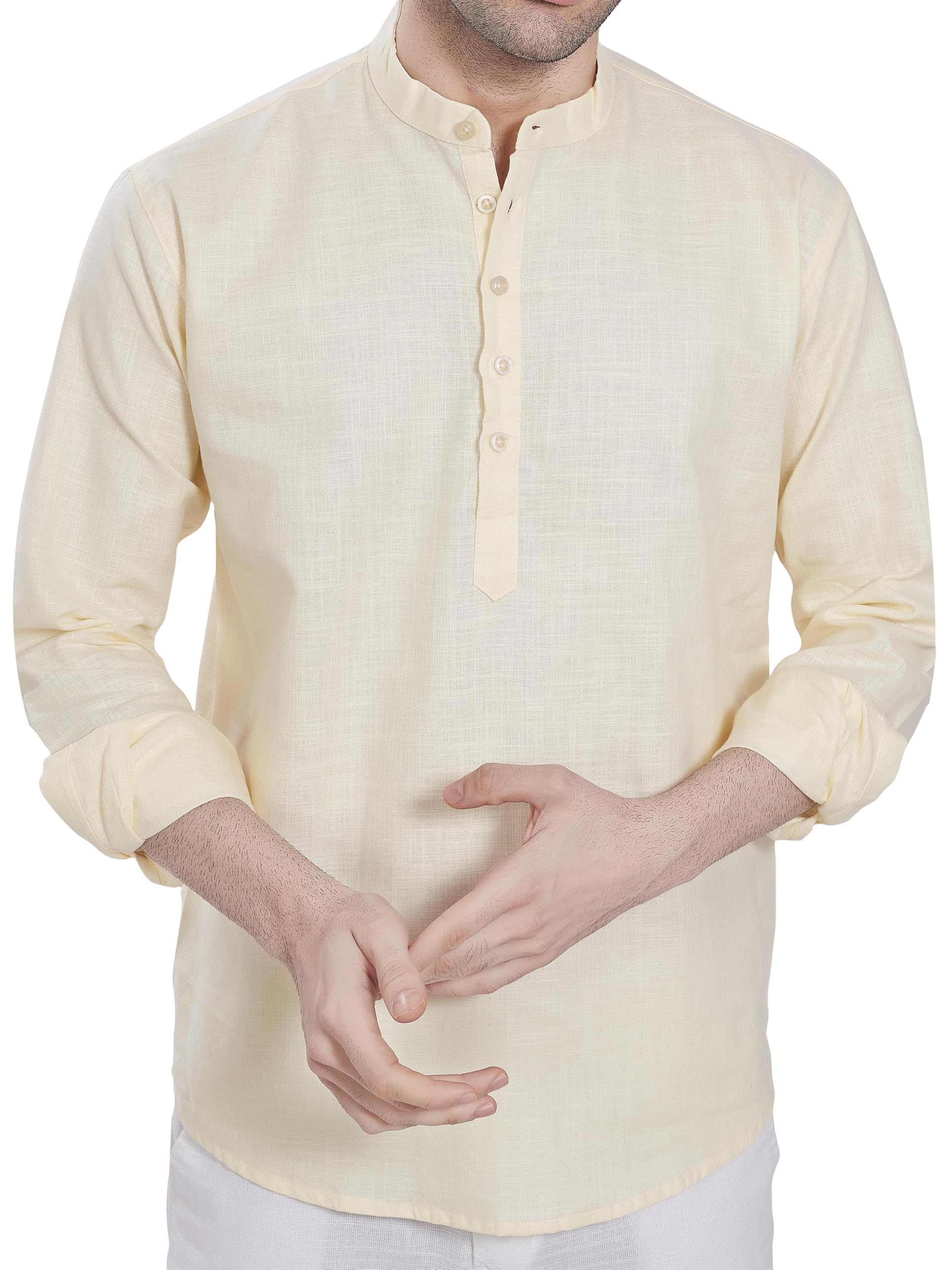 divisive Men's Slim Fit Full Sleeves Cotton Short Kurta-picture-32
