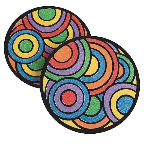 S&S Worldwide Kit de manualidades de arena de mandala de terciopelo, incluye mandalas de aglomerado autoadhesivas, 9 libras de arena de colores