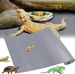 Bearded Dragon Tank Accessories, Reptile Carpet Terrarium Liner Substrate Mat Non-Adhesive Reptile Habitat Bedding for Reptile Tank for Leopard Gecko Lizard, Iguana, Snake, Tortoise Gray 624