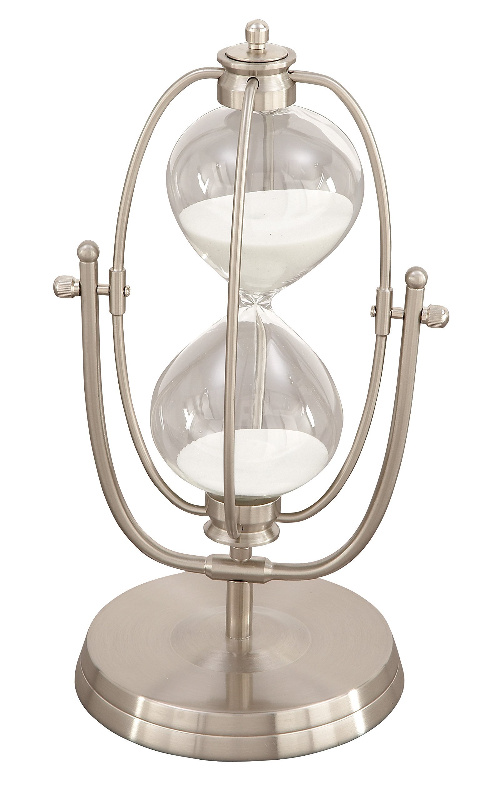 Deco 79 53425 Iron Swivel Hour Glass, 12" x 6", Silver