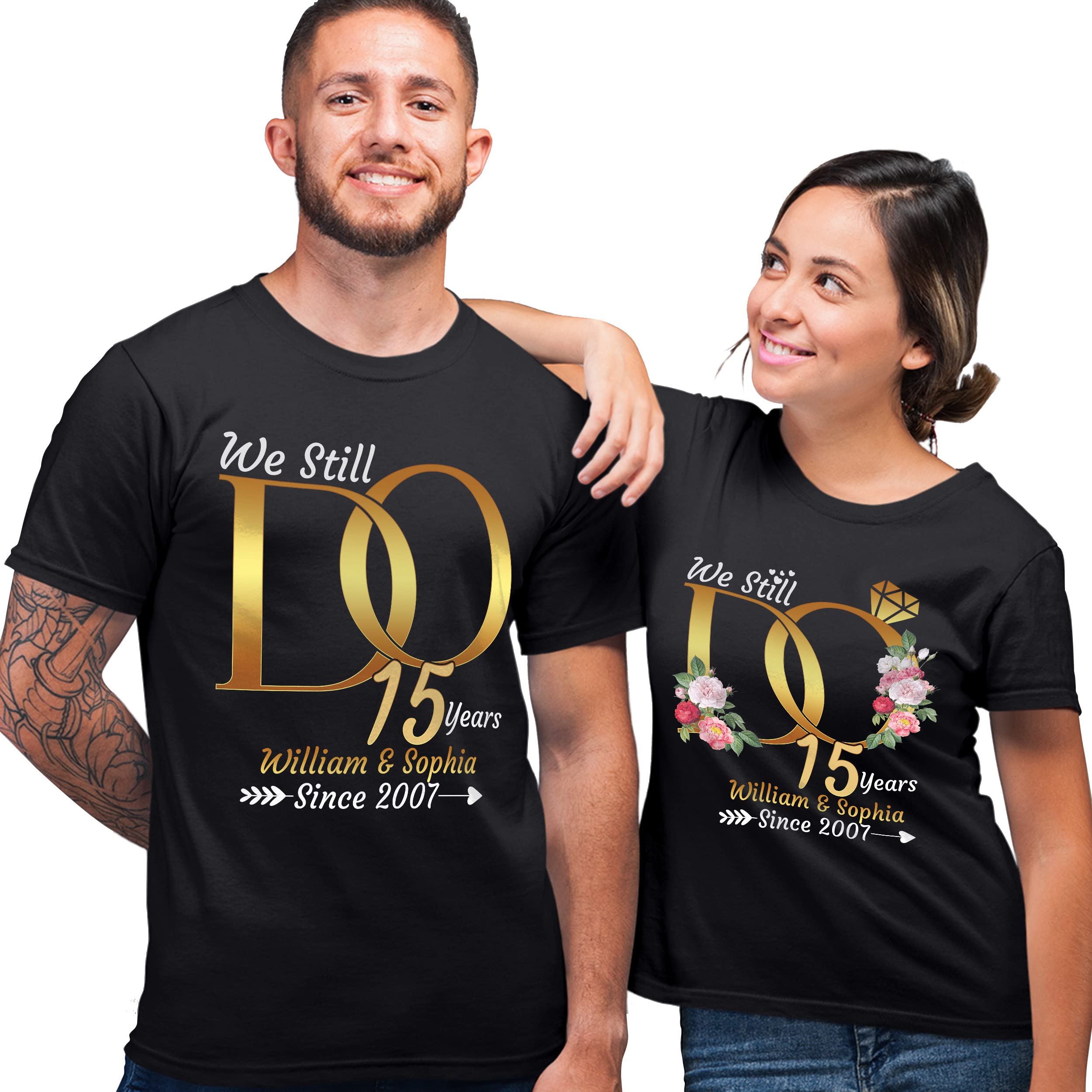YumzettPersonalized Anniversary T Shirt - 1st Aniversary Gift for Her, Him, Husband, Wife - We Still Do Custom Shirt, Boyfriend, Girlfriends, Him - Matching Clothes for Couples White