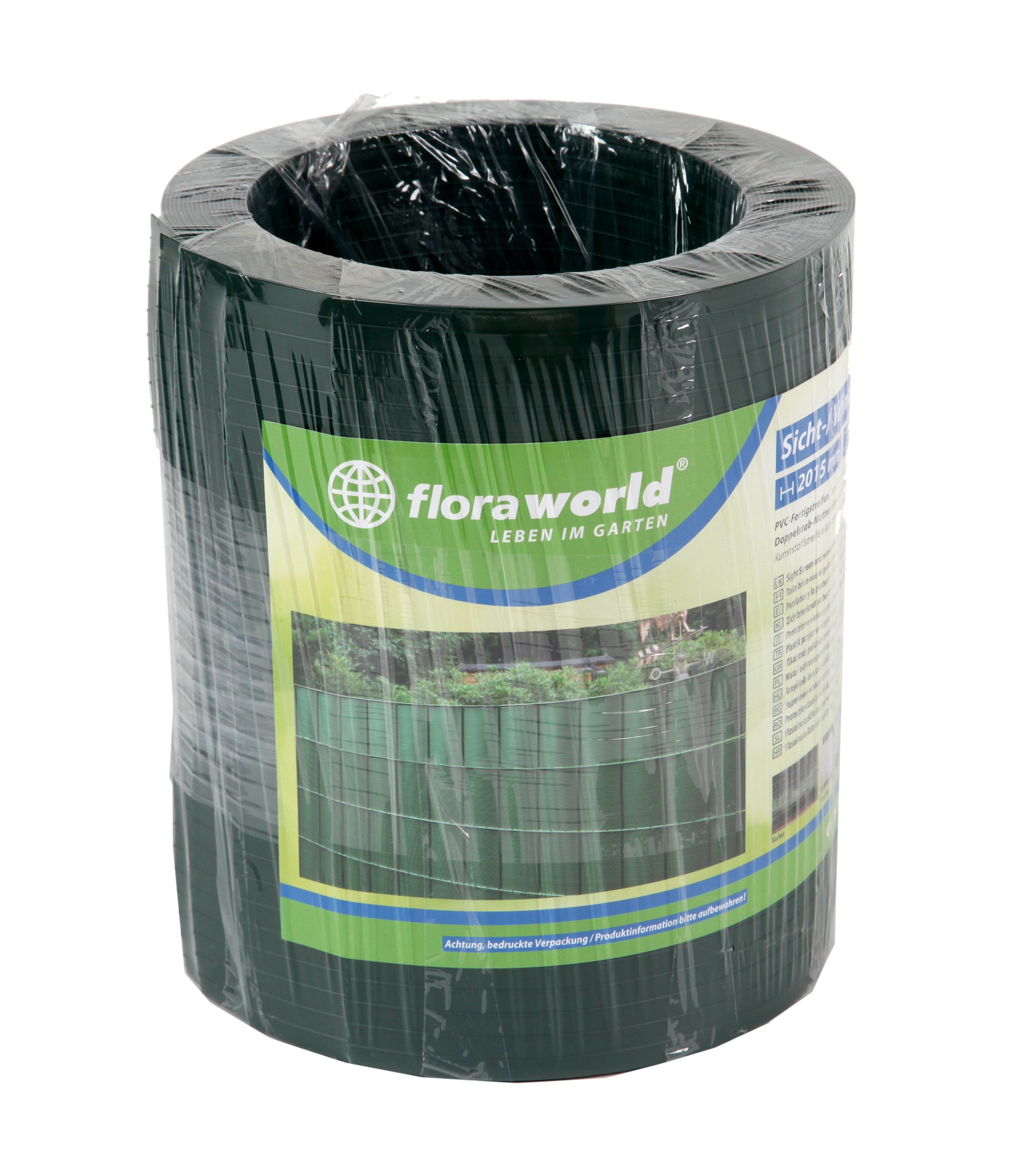 FLORAWORLD PVC-Sichtschutzstreifen Grün – Fertigstreifen, 19 cm × 201,5 cm, 5 Stück