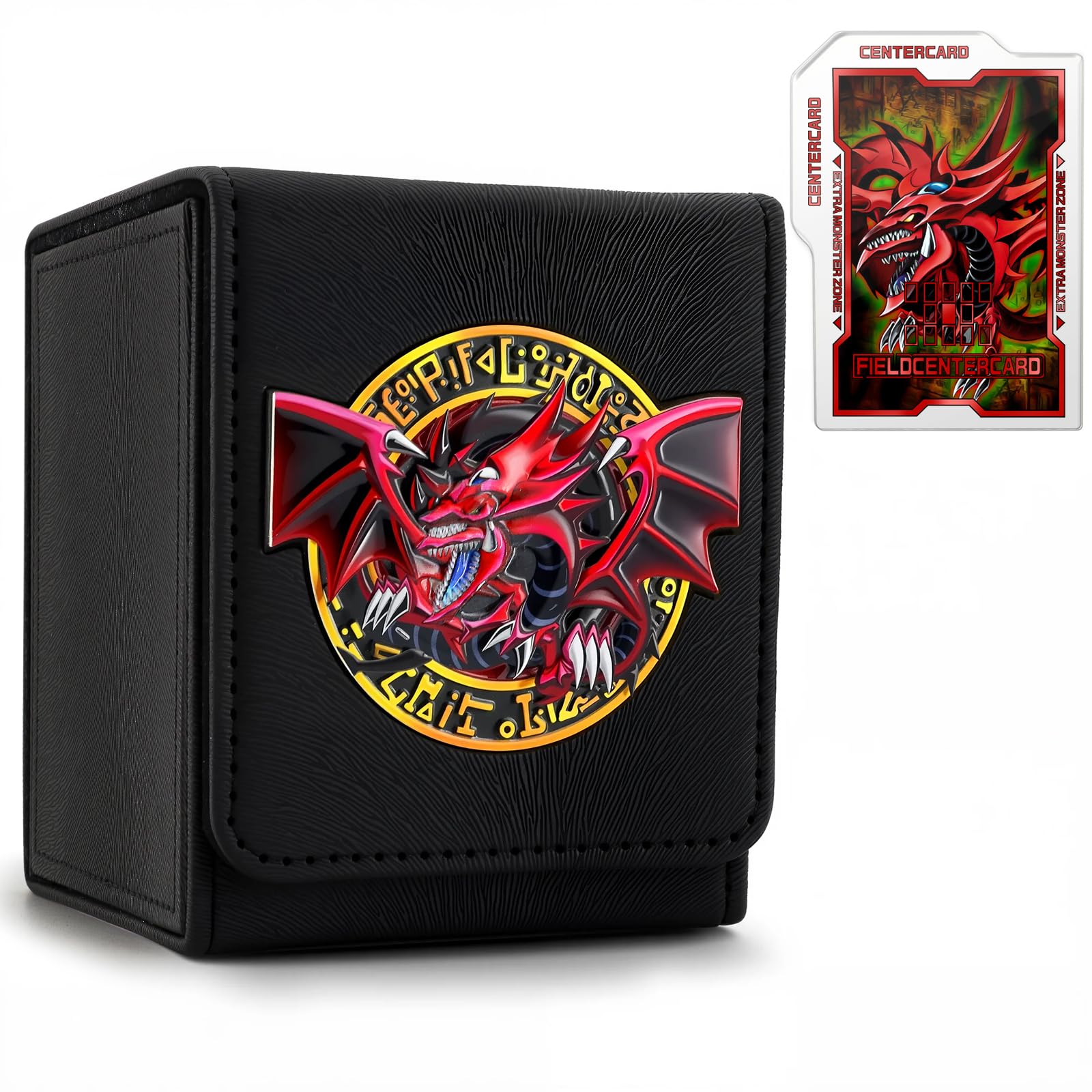 Card Deck Box for YGO MTG 3D sculpted relief Deck Box 110 Card Storage Box Trading Games Leather Storage with divider (Sky Dragon Colored)