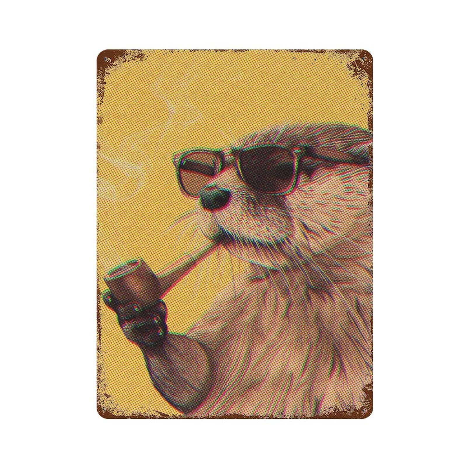 Distressed Metal Wall Sign with Otter Smokes Design 15.7"x11.8", for Farmhouse, Kitchen And Entryway Decor, Old School Wall Decor