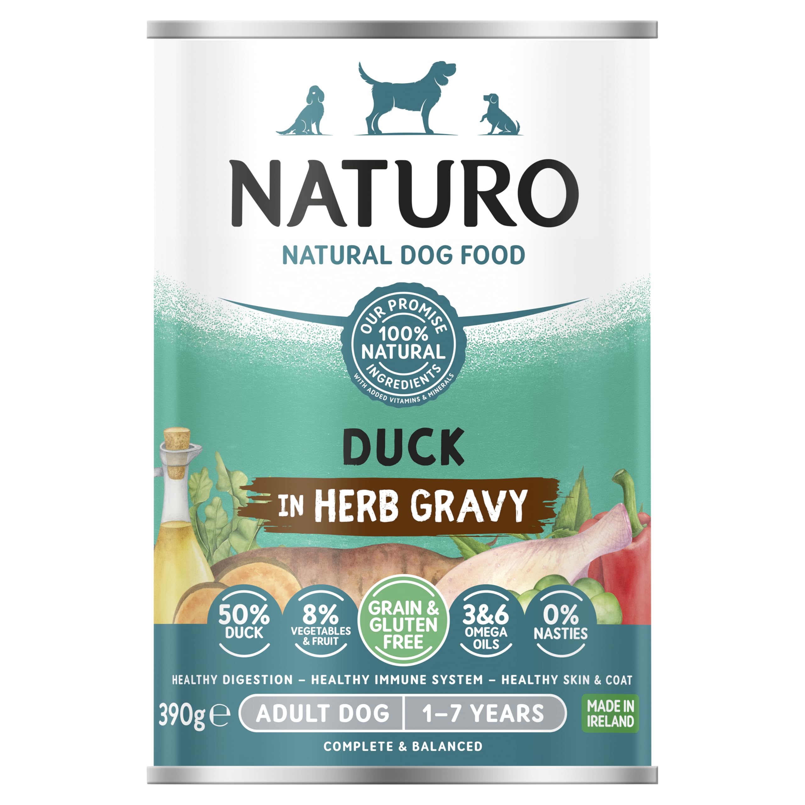 Naturo Adult Dog Duck with Blueberries, Pumpkin and Courgette, 390g