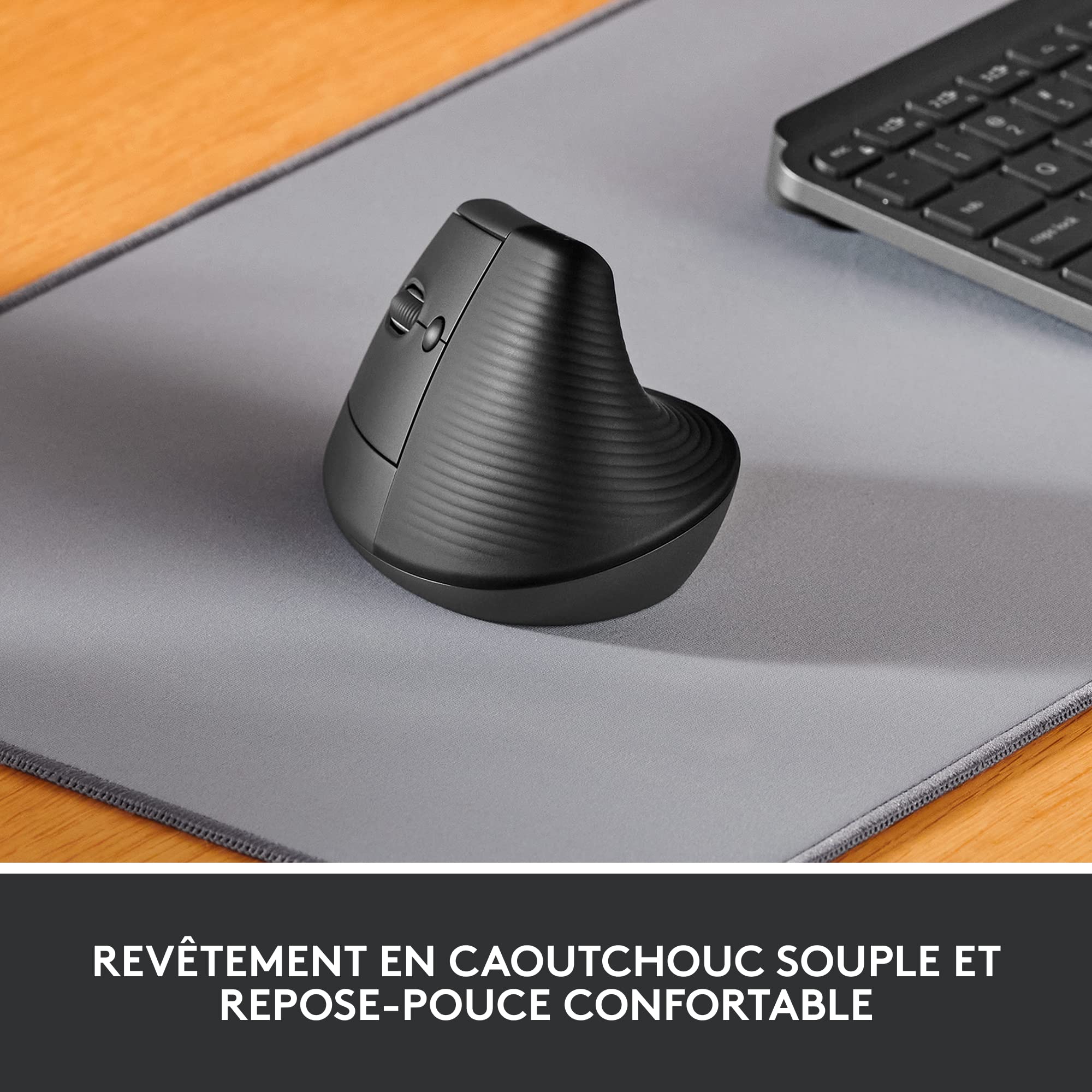 Logitech Lift Left Souris Ergonomique Verticale, sans Fil, Bluetooth ou récepteur USB Logi Bolt, Silencieuse, 4 Boutons, Compatible avec Windows/macOS/iPadOS, Ordinateur Portable, PC - Graphite