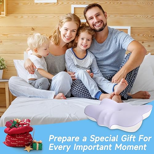 Miniatura 7 de jiaao Almohada cervical para cuello y hombro, almohada cervical ajustable de espuma viscoelástica para aliviar el dolor de dormir, almohadas