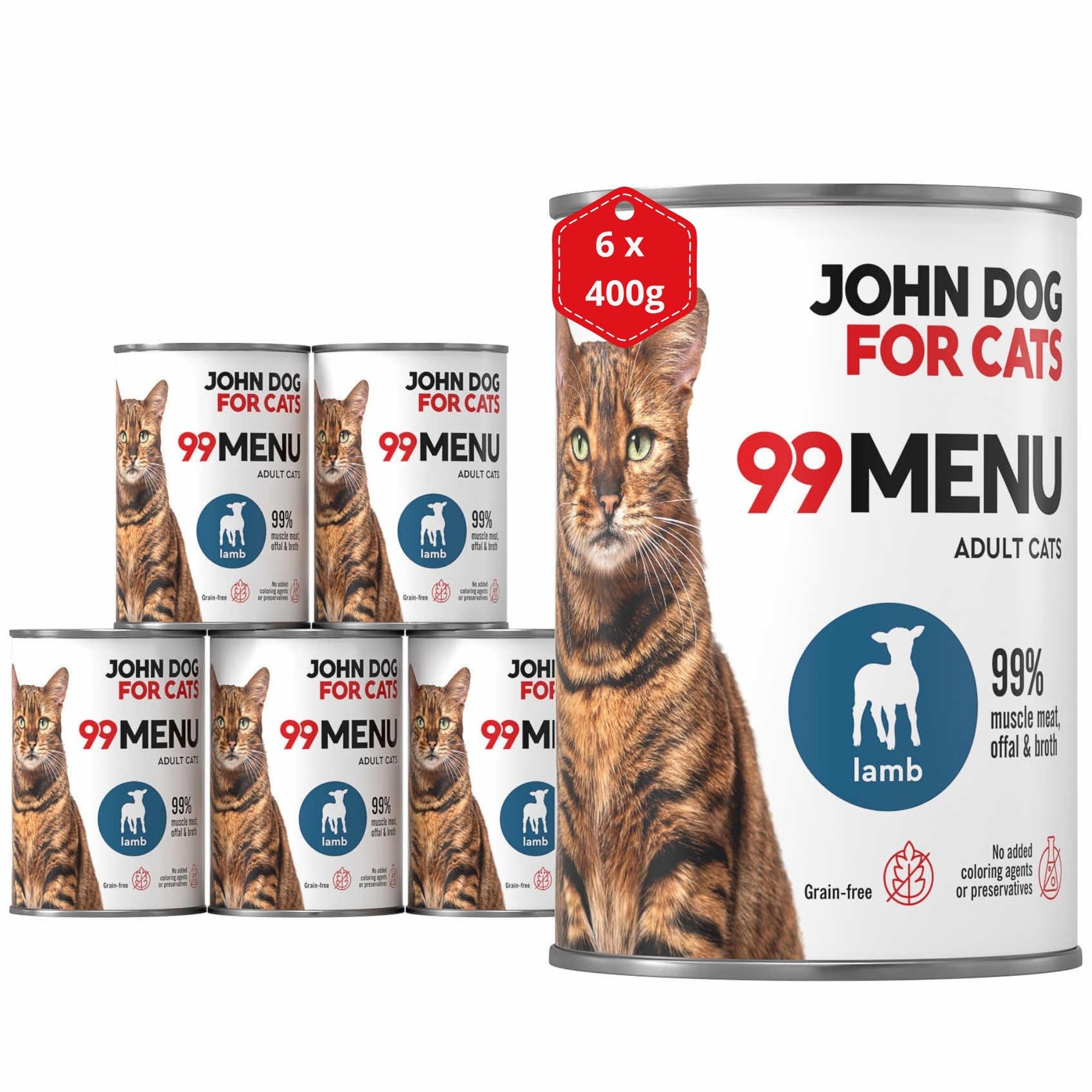 JOHN DOG KARMA MOKRA for Cats 99 MENU DOROSŁY JAGNIĘCINA 400g*6