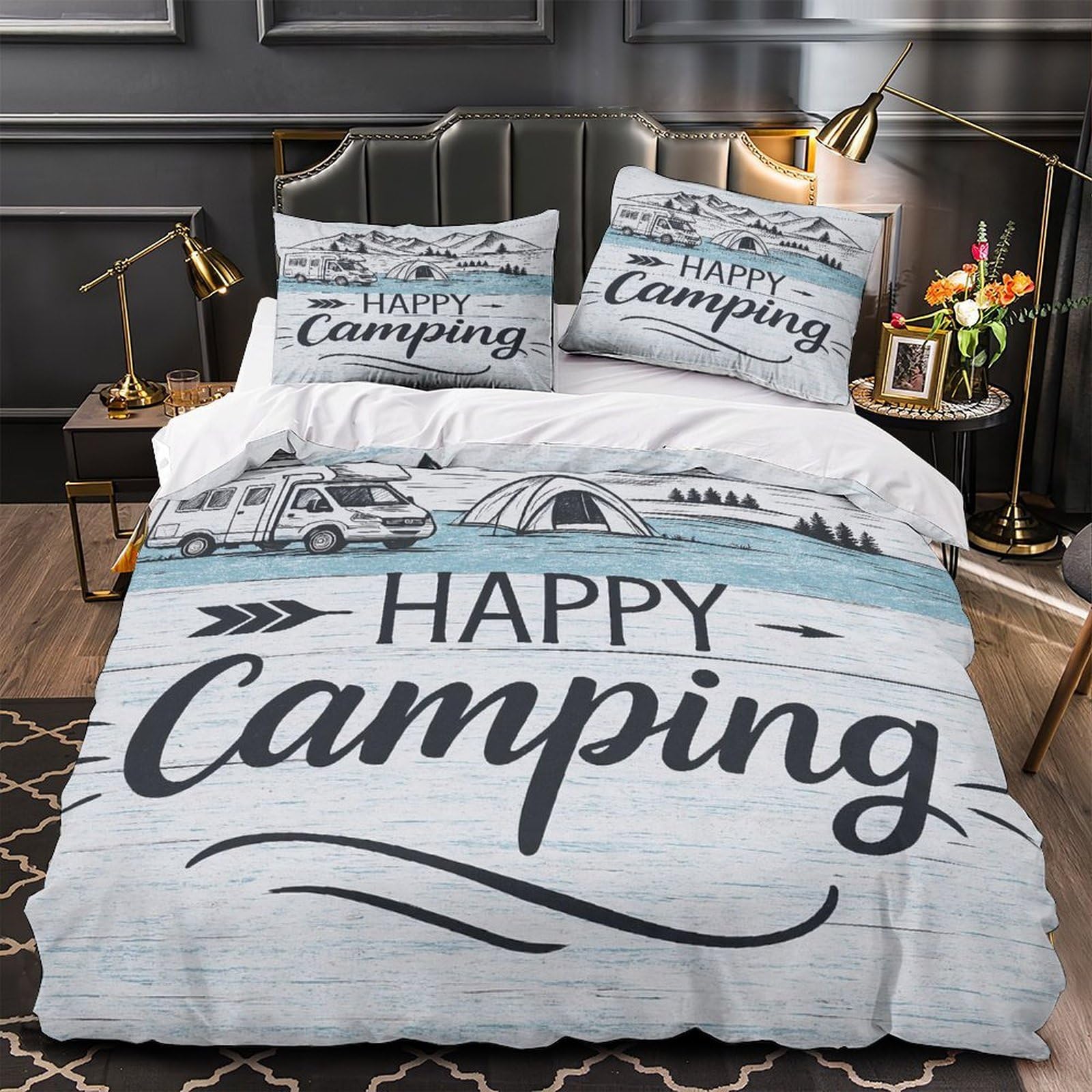 Housse de couette anti-acarien camping-car en microfibre douce et zippée pour lit simple