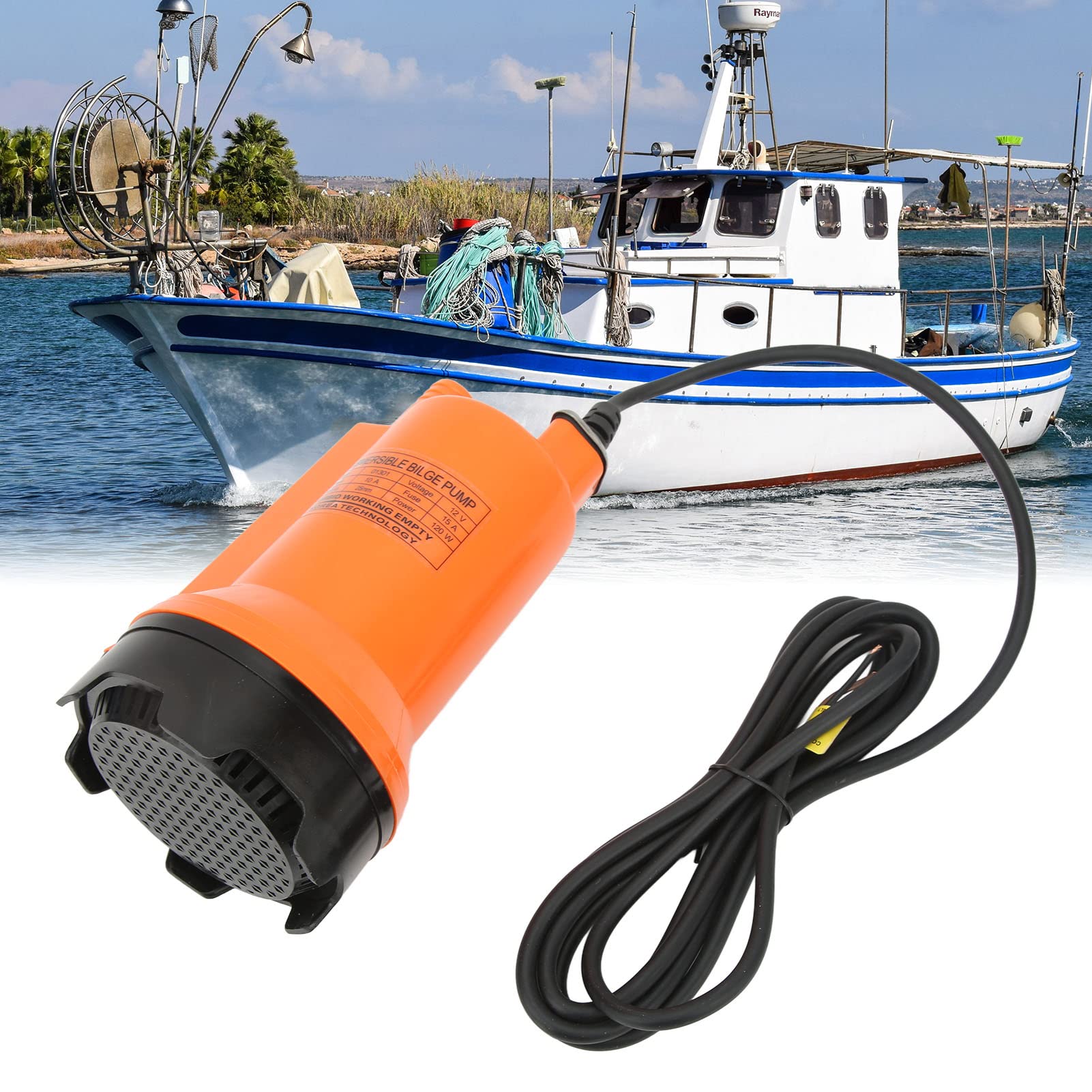 12V Marine Bilge Water Pump 120W High Flow Submersible Pump for Boat Yacht Fishing Boat