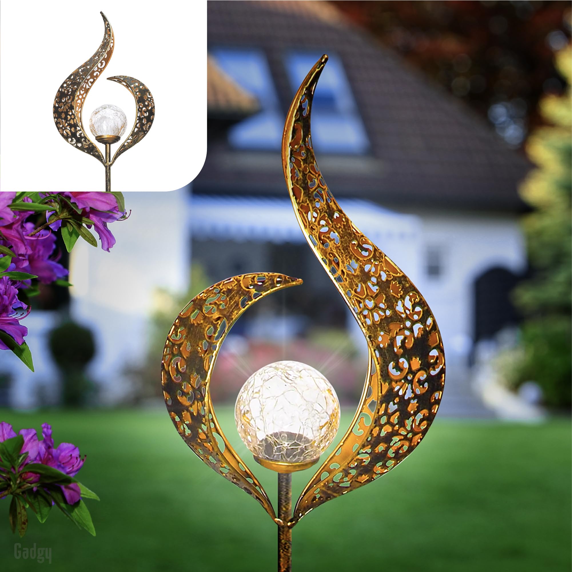 Gadgy Solar Lamps Garden, Outdoor Path Lights Set of 2, Waterproof Outside Decoration, Led Lanterns Lights