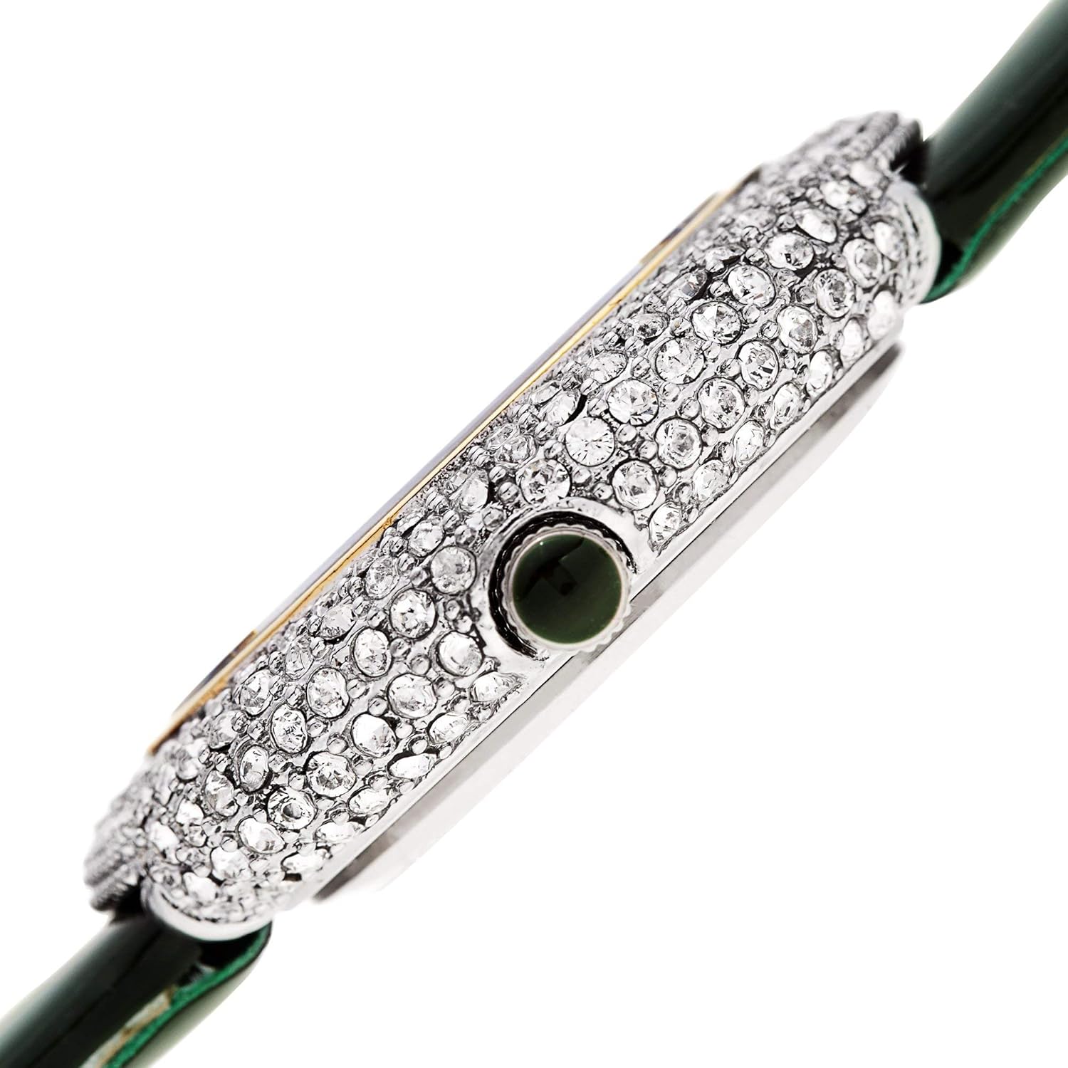 Burgi Women's Swarovski Crystal & Diamond - Accented Leather Strap Watch - Beautiful Gift Box Great for Mother's Day - BUR199 Awesome Green