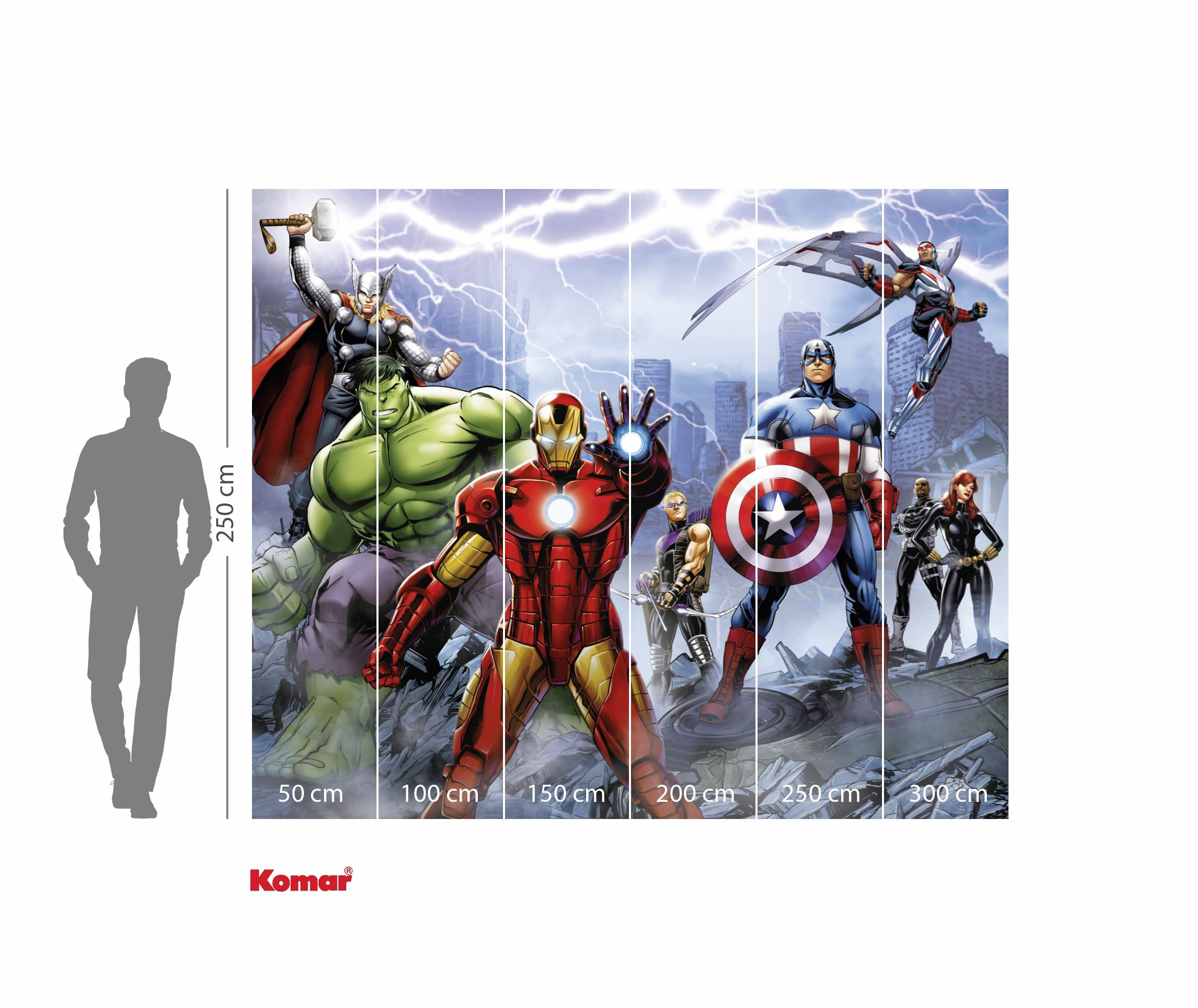 Komar Vlies Fototapete - Marvel Avengers Ultimate Warriors - Größe 300 x 250 cm - Tapete, Kinderzimmer, Kindertapete