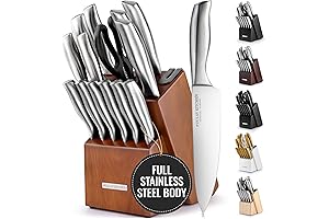 Zulay mccook knife sets with block: Premium Quality 15-Piece Knife Set with Block