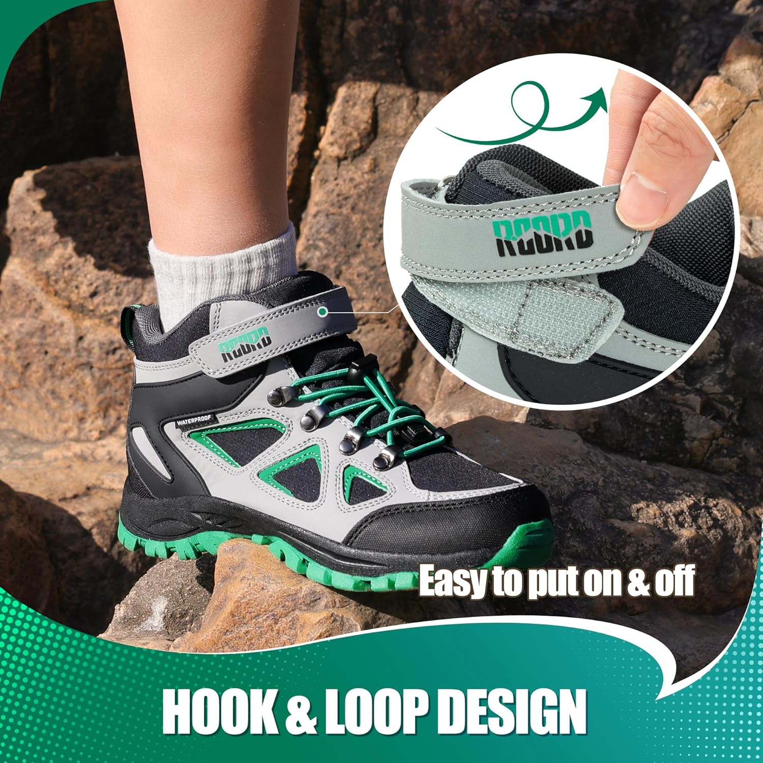 R CORD Kids Hiking Boots Waterproof & Breathable, Durable TPR Traction Outsole, Anti-Skid, Athletic Drawstring Closure, Unisex, Purple, Little Kid, Hiking, Sports - Image 5