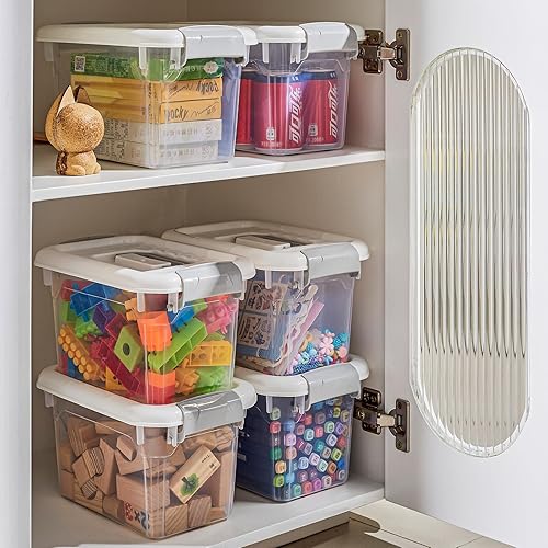 Miniatura 2 de Paquete de 7 contenedores de almacenamiento de plástico de 6.7 cuartos de galón con tapas de pestillo, contenedores de almacenamiento apilables para