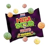 Mega Sour Candy Fruits 104g - Trendy Sweet Bags - Traditionally Handmade Sweets - Sour Coating Lasts 20 Seconds - Candies for Party Bag&comma; Gift Hamper&comma; or Hamper Box