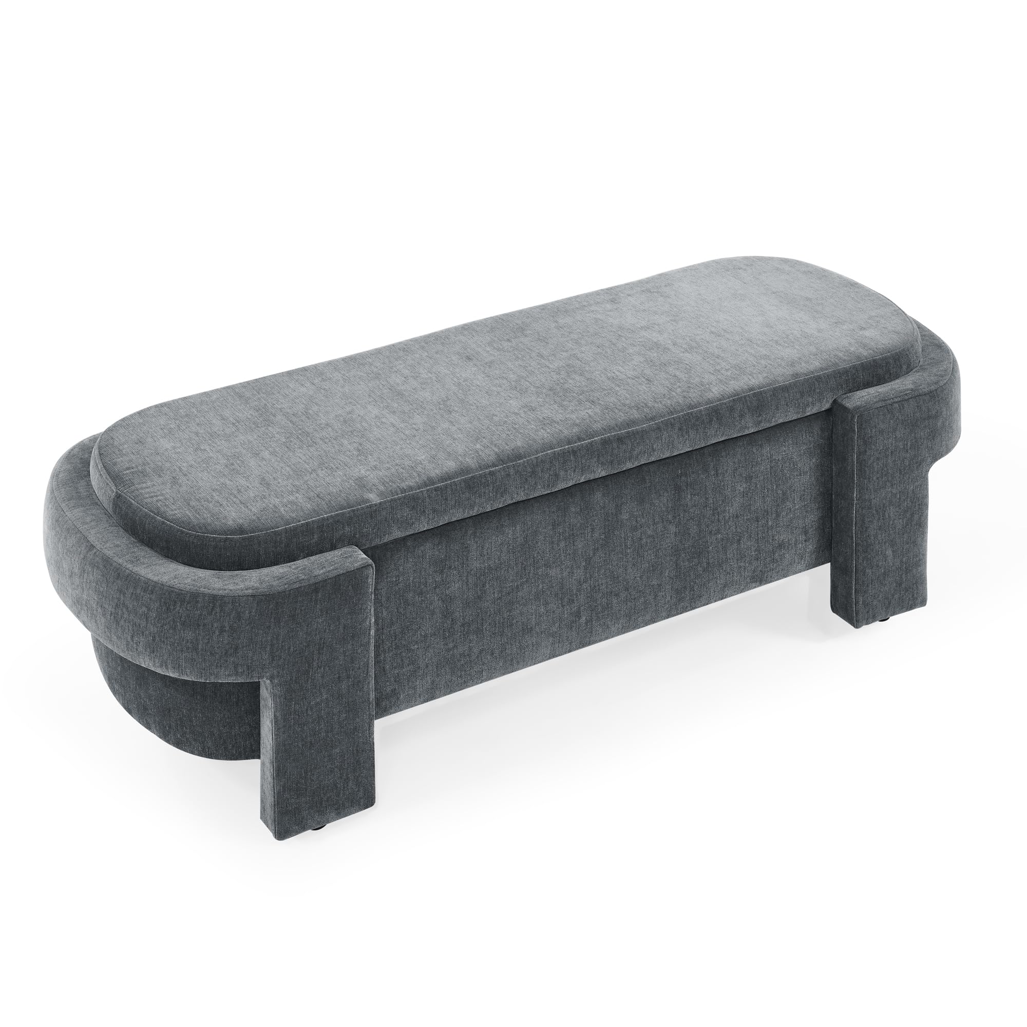 Haplized End of Bed Storage Bench,Grey Chenille Fabric Upholstered Bench with Large Storage Space for The Living Room, Entryway and Bedroom