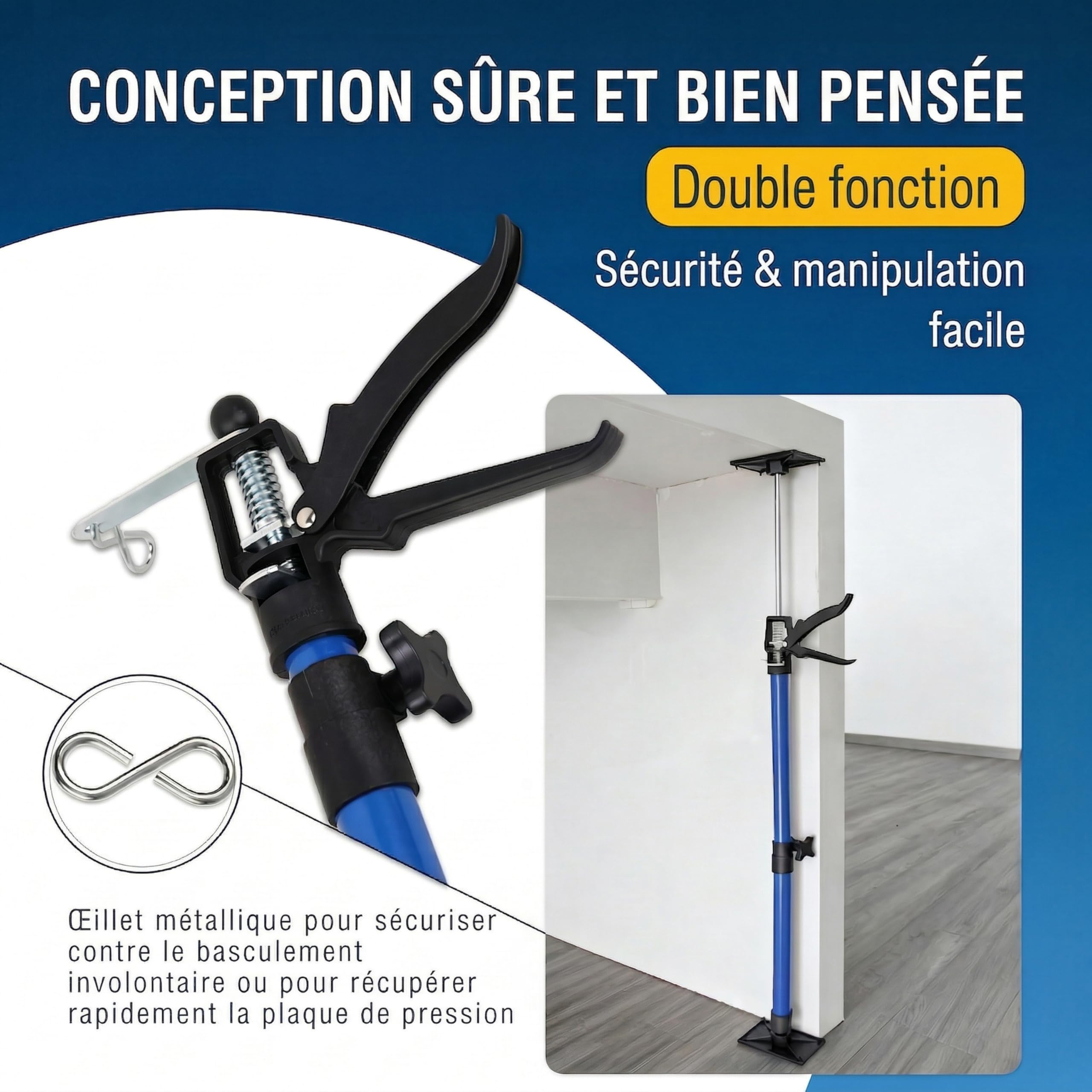 MONZANA® Set de 4 étai de porte/soutien acier réglable en hauteur 115-290cm max. 30kg bricolage atelier maison garage étai soutien télescopique