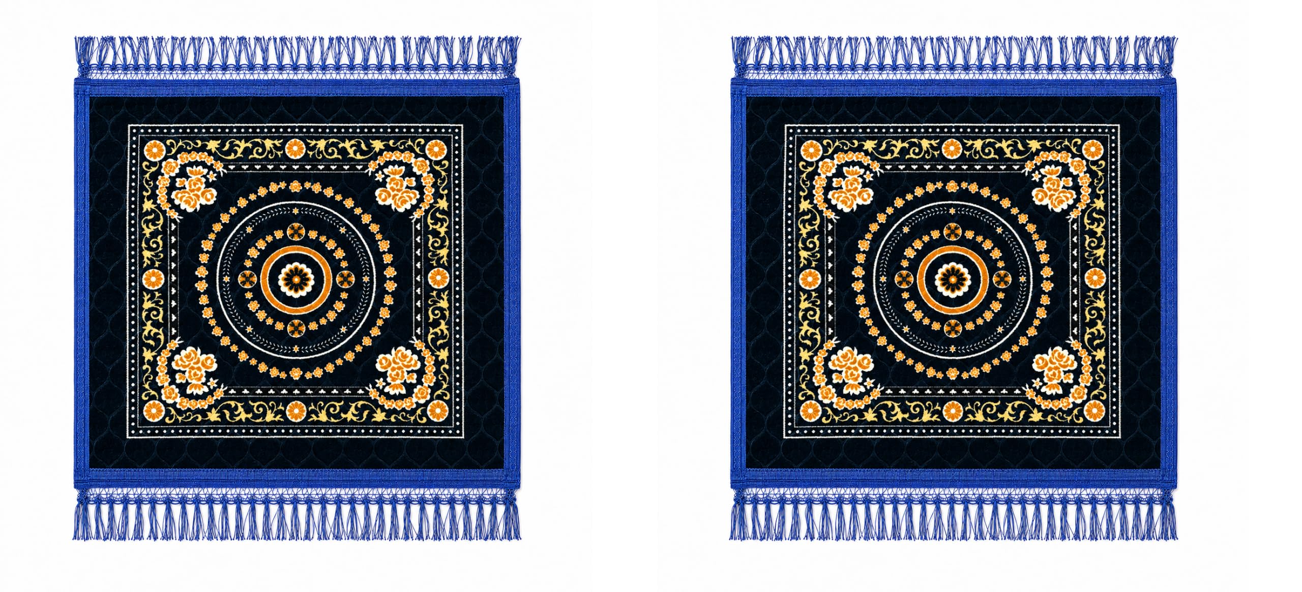 Premium Prayer Mat/Aasan for Home Temple & Meditation | Soft Velvet Touch Cushioned Pooja Mat with Tassels | Washable Floor Rug for Mandir, Yoga, Sitting Mat | 22 x 22 Inch (A)Pack of 2-picture-35