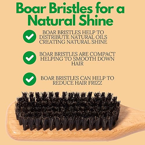 Miniatura 8 de GranNaturals Cepillo de pelo con cerdas de jabalí para un moño elegante y suavizar los pelos de bebé, Flyaways, control de bordes, cepillo de pelo